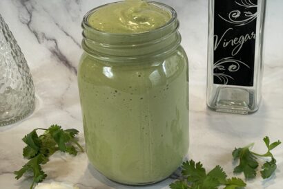 Thumbnail for Creamy Plant-Based Garlic Cilantro Dressing (Oil-Free & WFPB)